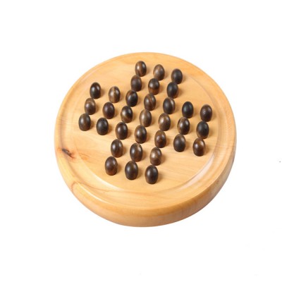 Wooden Round Solitaire Chess Games For Children