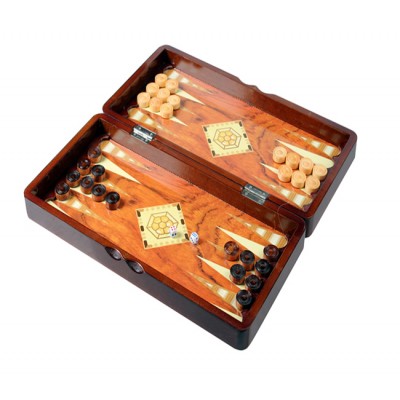 antique wooden chess backgammon checkers board set 3in 1